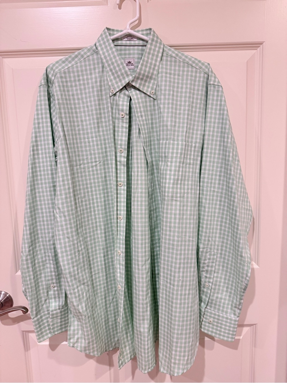 Peter Millar Mint Green Gingham Button-Down Shirt